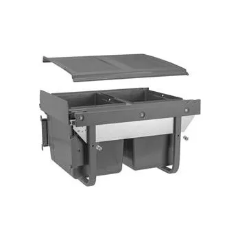 Odpadkový koš GTV Koš na tříděný odpad pro přední montáž na pojezdu H45 2x15 l pro skříň