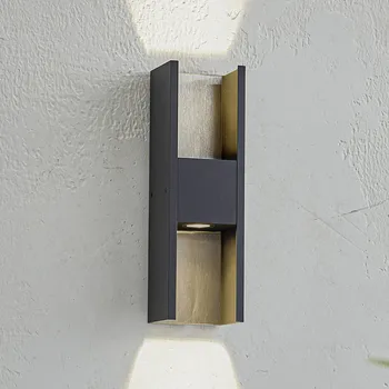 Venkovní osvětlení Venkovní nástěnné svítidlo Lucande LED Lavrin, černá/šedá, hliník černá, nerezová ocel LED 8,5 W celkem - Doprava zdarma