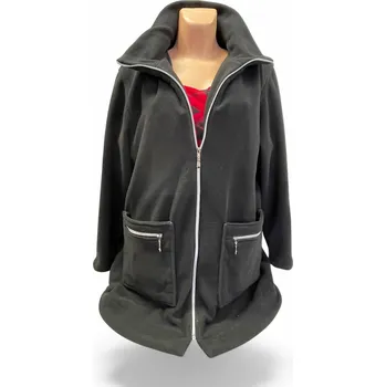 Dámská tunika Flecee kabátek dlouhý, Barva Černá, Velikost XL48, Materiál 100% Polyester