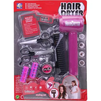 Dětská kuchyňka Kadeřnický dětský set s funkčním fénem a doplňky na baterie Světlo Zvuk