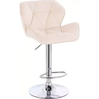 Barová židle LuxuryForm DESIGN Barová židle MILANO VELUR na stříbrném talíři - krémová