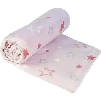 deka AKCE - MIKROPLYŠOVÁ DEKA SE VZOREM 150X200cm - HVĚZDIČKY - RŮŽOVÉ