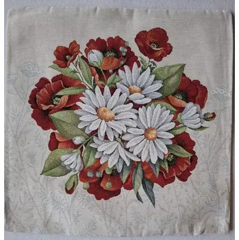 Povlak na dekorativní polštářek GOBELÍNOVÝ POVLAK kopretina * vlčí mák