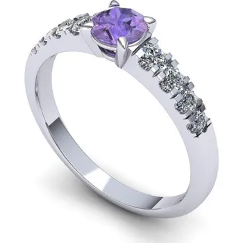 Prsten Zásnubní prsten s tanzanitem a brilianty PZB20070 Materiál: Bílé zlato 14kt, Velikost: 74