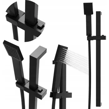 Tyč na sprchový závěs Gamma Zn3, sprchový sloup s ruční sprchovou hlavicí 62cm, černá matná, GMA-ZN3-BK