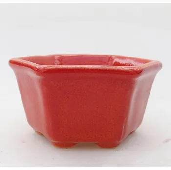 Květináč Keramická bonsai miska 8 x 7 x 4 cm červená 150291