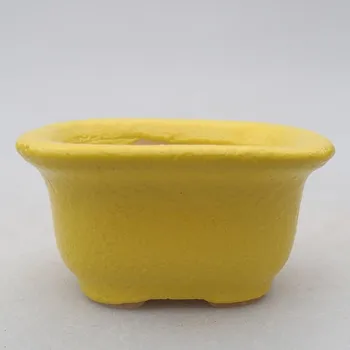 Květináč Keramická bonsai miska 6 x 5 x 3 cm žlutá 150007