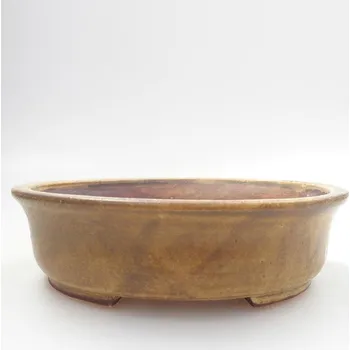 Květináč Keramická bonsai miska 12,5 x 12 x 3,5 cm hnědá 138229