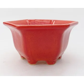 Květináč Keramická bonsai miska 11 x 10 x 5,5 cm červená 150309
