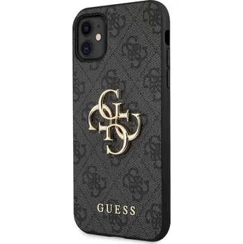 Notebook Guess PU 4G Metal Logo Zadní Kryt pro iPhone 11 Grey