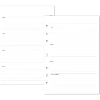 Kancelář Fleppi Náplň do diáře - Kalendář nedatovaný, týden/2 stranu, horizontální, linkovaný Vyberte velikost náplně: A5 - 4 dírky