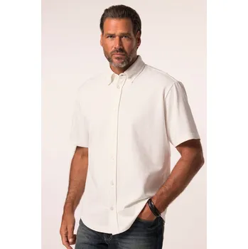 Pánská košile JP1880, Plus size Košile, seersucker, žerzej, krátké rukávy, límeček s knoflíky, Modern střih pro plnoštíhlé nadměrná velikost, 837830200-1460, bílý, XXL, Plus size oblečení, Oblečení pro vysoké muže, Nadměrné velikosti, Oblečení pro plnoštíhlé.