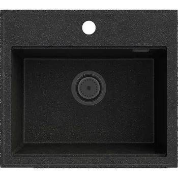 Granitový dřez Gamma Modern 5055, 1-komorový granitový dřez 560x500x210 mm, černá skvrnitá, GMA-ZM-55-BP
