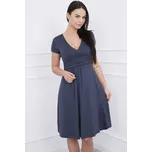 Šaty s výstřihem a krátkým rukávem, tmavě šedá - S
