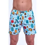 Světle modré pánské trenýrky s barevným potiskem Cornette Classic Plus 011/169 3XL-5XL Velikost: 4XL, Barva: Modrá