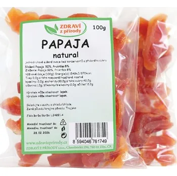 Sušené ovoce IPJ NATUR s.r.o. Papaja natural 100g ZP 2293