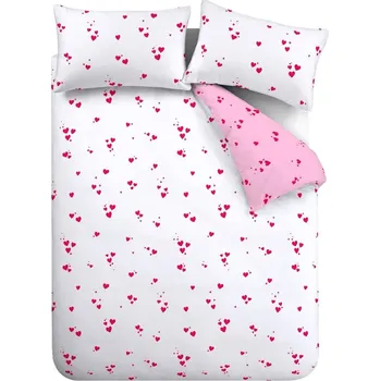 Povlečení Bílo-růžové krepové povlečení na dvoulůžko 200x200 cm Seersucker Heart – Catherine Lansfield ID_1747338