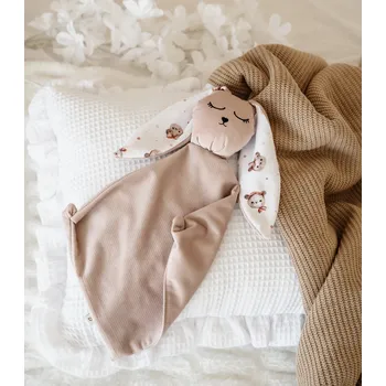 Mazlící muchláček pro miminko - pudrový s holčičími medvídky