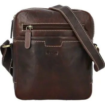 DIVILEY Pánská kožená taška přes rameno Bastien tm. hnědá