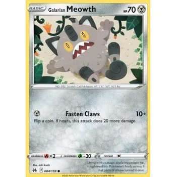 Karetní hra Pokémon CRZ 084/159 Galarian Meowth - Crown Zenith Stav: Near Mint, Verze: REVERSE HOLO