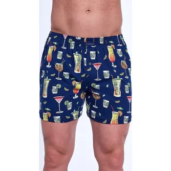 Trenýrky Tmavě modré pánské vzorované trenýrky Cornette Classic Plus 011/168 3XL-5XL Velikost: 3XL, Barva: Tmavě modrá