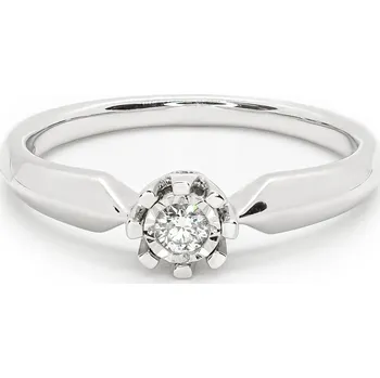 Prsten Zásnubní prsten z bílého zlata s diamantem KR68502W15