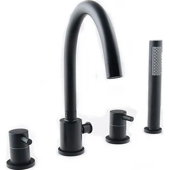 Vodovodní baterie Gamma Roy, 4-otvorová vanová baterie, černá matná, GMA-BRYW4O-BK