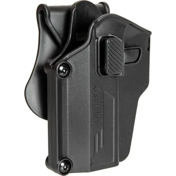 Airsoft Opaskové polymerové univerzální pouzdro Per-Fit - černé, pro leváky, Amomax