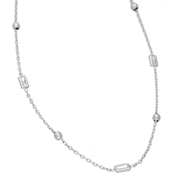 Náhrdelník Goldstore Náhrdelník v bílém zlatě zirkony a broušené kuličky Váha: 1.70 g, Délka: 40-45 cm