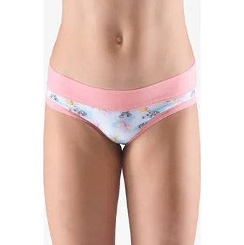 Dívčí spodní prádlo GINA dětské kalhotky klasické dívčí, úzký bok, šité, s potiskem 20024P - starorůžová pomnenková - 128/134