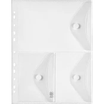 Spisové desky s drukem "Pockets", transparentní, A4, PP, 3 kapsy, s děrován