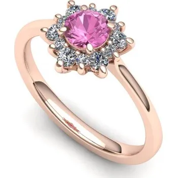 Prsten Prsten s růžovým safírem a brilianty hvězdička PK21002 Materiál: Červené zlato 14kt, Velikost: 60