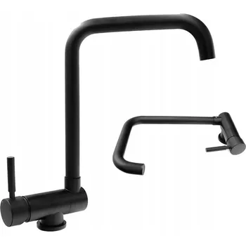 Vodovodní baterie Gamma Window, sklopitelná vysoká dřezová baterie h-340, černá matná, GMA-BWW-BK