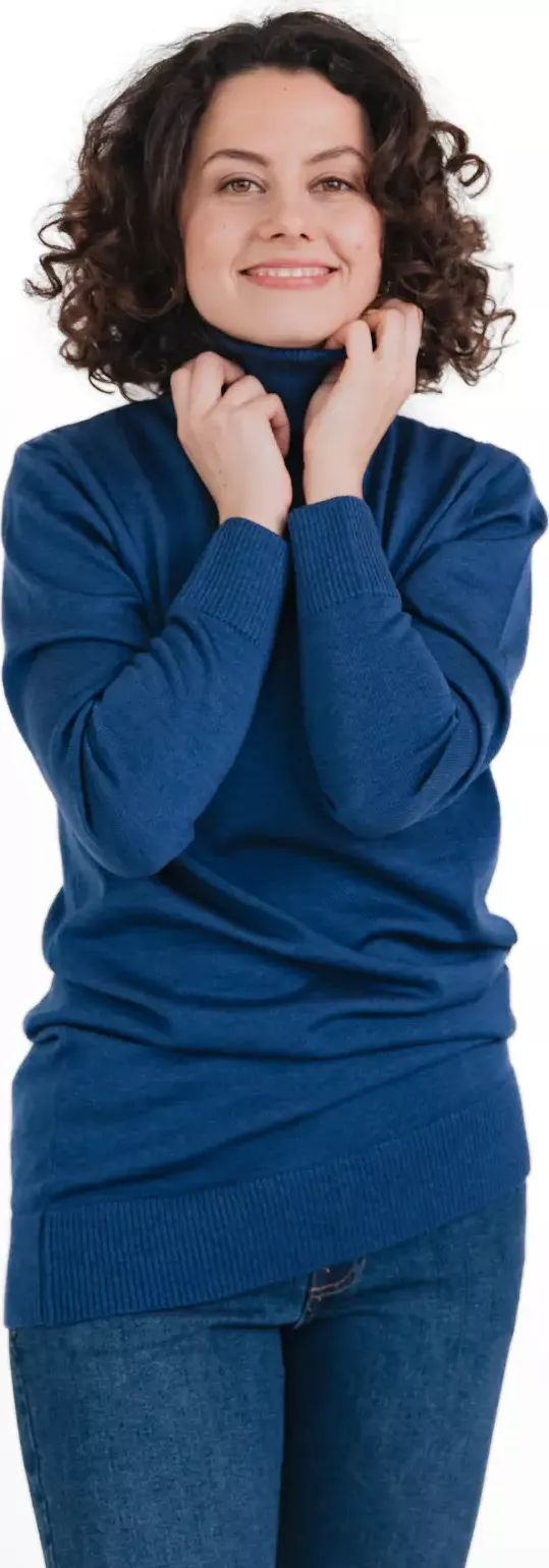 Dámský vlněný rolák Merino Long S Modrá