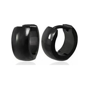 Náušnice Prosperk Náušnice černé ocelové kroužky 1,5cm S1058