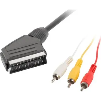 Video kabel Lamberg Propojovací kabel SCART na CINCH LANBERG RCA (M) X3 na EURO (M) kabel 1,8m