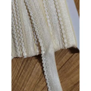 Textilní guma Ozdobná pruženka šíře 11 mm barva béžová světlá