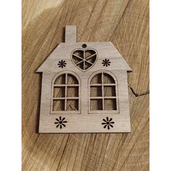 Vánoční dekorace Dřevěný domeček k zavěšení / k nalepení