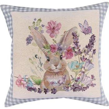 Povlak na polštářek Velikonoční gobelínový potah na polštář Flower Bunny, 45x45cm