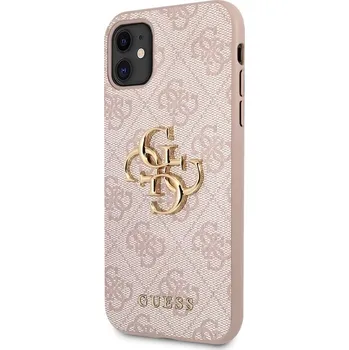 Notebook Guess PU 4G Metal Logo Zadní Kryt pro iPhone 11 Pink