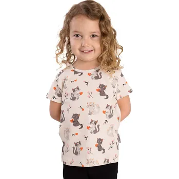 Dívčí tričko Betty mode smetanové s kočičkami