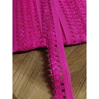 Textilie Ozdobná pruženka šíře 15 mm barva pink