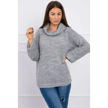 Dámská mikina Svetr se svinutým rukávem, šedivá - Univerzální