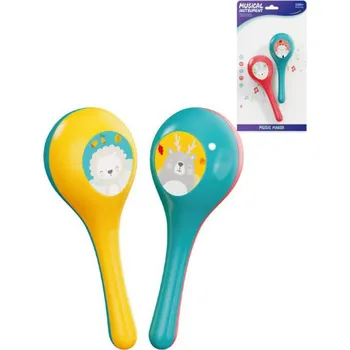 Hudební nástroj pro děti Rumba koule barevné set 2ks zvířátka plast (hudební nástroje)