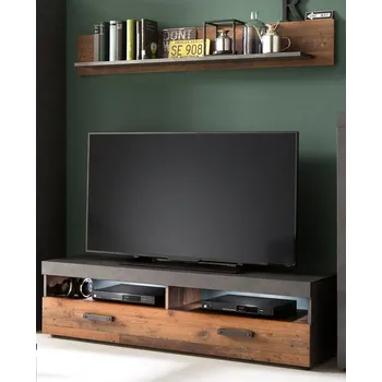 Televizní stolek IndyWO:Co.GraphiteGreyMatera-OldWoodNB,Fr.OldWood NB,Abs.GraphiteGreyMateraNB,TV base+Wallboard | 1879-316-23