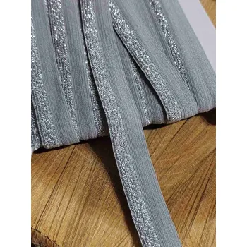 Textilie Lemovací pruženka šíře 17 mm s lurexem barva šedá stříbrná