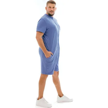 Pánské pyžamo Dendy Pánský overal pyžamový krátký Sea blue Velikost: 5XL