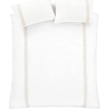 Povlečení Bílo-béžové bavlněné povlečení na dvoulůžko 200x200 cm Embroidery Leaf – Bianca ID_1744348