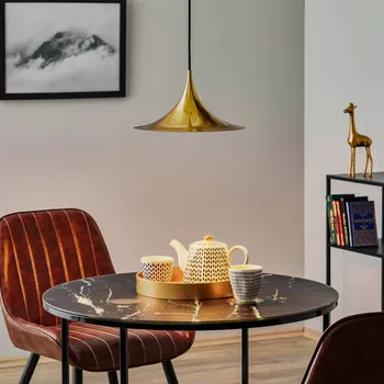 GUBI Semi závěsné světlo, Ø 30 cm, lesklá mosaz - Stříška - Ø 11,4 cm, výška 5,7 cm 1 x 6 W LED - Doprava zdarma