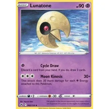 Karetní hra Pokémon CRZ 062/159 Lunatone - Crown Zenith Stav: Near Mint, Verze: REVERSE HOLO
